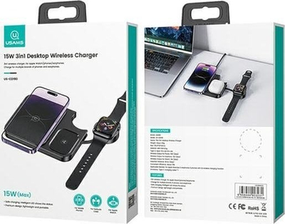 Karikues wireless Usams US-CD190, 3in1, 15W, i zi