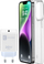 Set aksesorësh Cellularline Starter Kit për iPhone 14 Plus, karikues 20W USB‑C, mbrojtëse 6.7", transparente