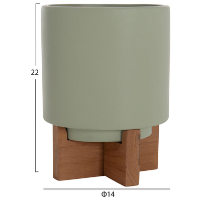 Set vazo dekorative TANTI HM4685, 3 copë, fiber cement, me bazë druri tik, shumëngjyrëshe