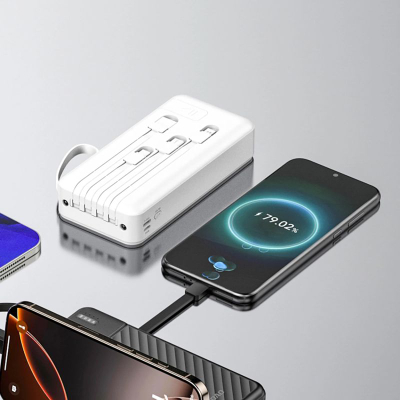 Power bank Dudao K11 Pro, 20000mAh, me kabllo t’ngrira, i bardhë