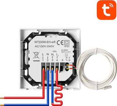 Termostat i zgjuar Avatto WT200 16A, për ngrohje elektrike, WiFi, i bardhë