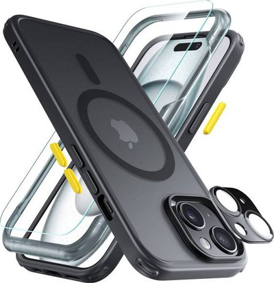 Set mbrojtës ESR Classic Pro HaloLock për iPhone 15, MagSafe, ngjyrë e zezë mat