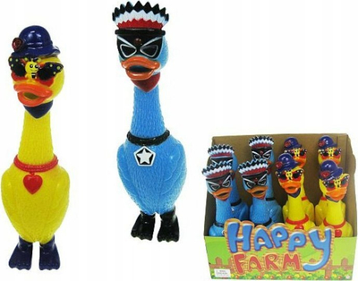 Lodër pulë plastike Hipo Chicken, 32cm, e shtrydhshme me zëra, shumëngjyrëshe