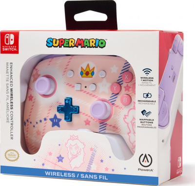 Kontroller PowerA  Enhanced Princess Peach Plaid, wireless, shumëngjyrësh