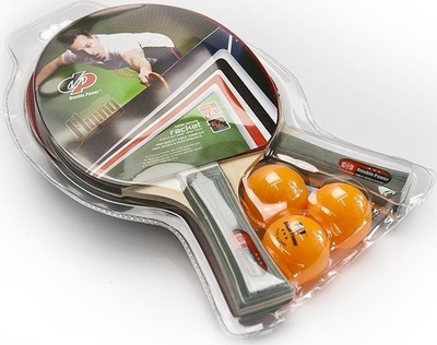 Set pingpongu Double Power 3 Star, 2 raketa, 3 topa portokalli