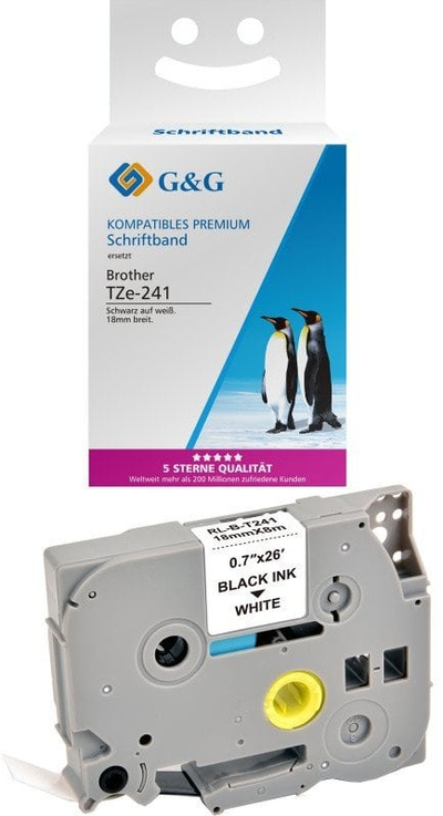 Shirit etiketimi kompatibël Brother TZe-241, plastik i laminum, 8 m, 18 mm, i bardhë me të zezë