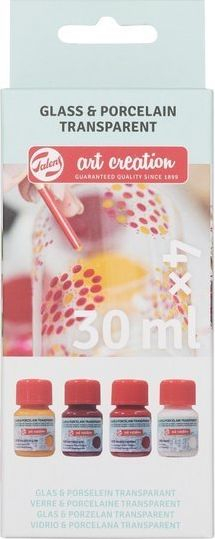 Set boje për qelq edhe porcelan Talens Art Creation, transparente, 4 x 30ml, Pink Frost