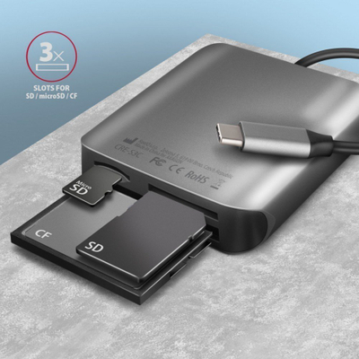 Lexues kartelash Axagon SUPERSPEED CRE-S3C, USB-C 3.2 Gen 1, alumini, gri