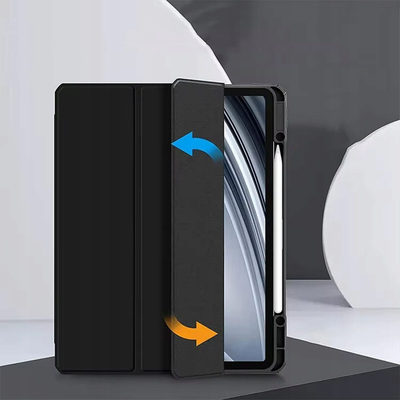 Mbulesë Hard Crystal për iPad Pro 13 Gen 5 2024, kapak me qëndrim, e zezë