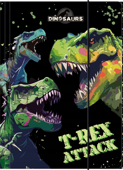 Folder me gomë elastike Derform Dinosaurs, A4, shumëngjyrësh