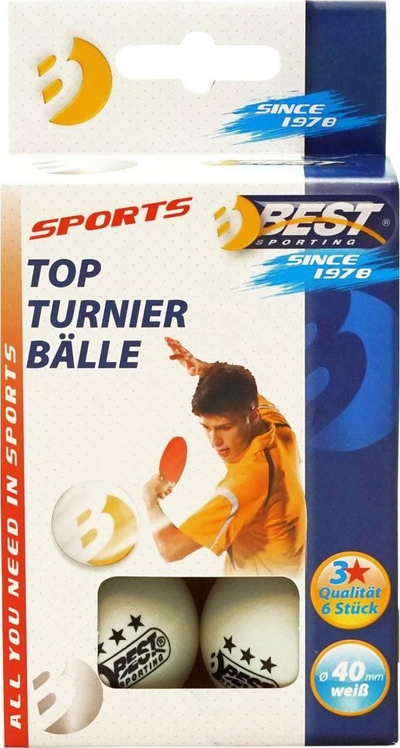 Топчиња за пинг понг Best Sporting 23112, сет 6 парчиња, бели