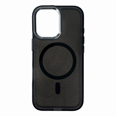 Капак за телефон Hurtel Glitter со MagSafe, за Samsung Galaxy S25 Edge, TPU, црн