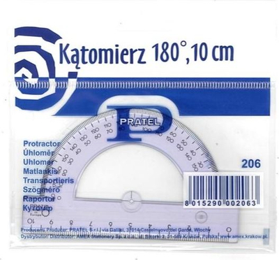 Raportor Pratel Protractor, 180°, 10 cm, transparent