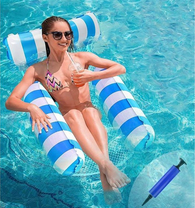 Karrige hamak pishine SP0767, e fryrë, 110 x 90 cm, blu e bardhë