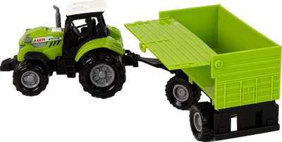 Traktor lodër FARM me rimorkio, me drita dhe tinguj, jeshile