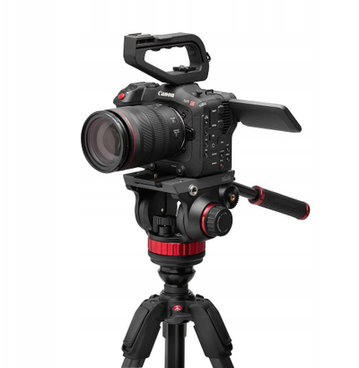 Tripod video Manfrotto 502 Head 055 CF, 4 seksione, fibër karboni, i zi