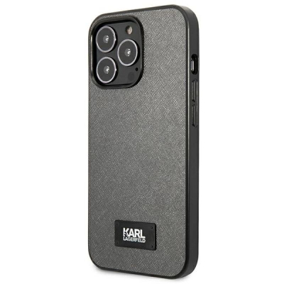 Kapak telefoni Karl Lagerfeld KLHCP13LSFMP2DG për iPhone 13 Pro 6.1\", i fortë, ngjyrë argjendtë