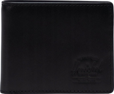 Portofol Herschel Hank Leather RFID, lëkurë natyrale, një madhësi, i zi
