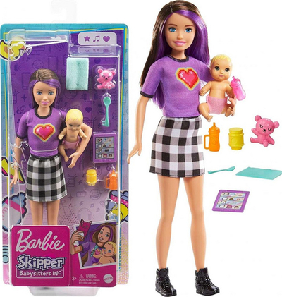 Kukulla Barbie Mattel Skipper, Dado + Bebe