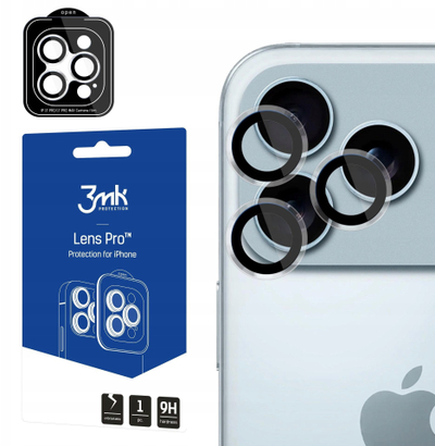 Mbrojtës kamere 3MK Lens Protection Pro për iPhone 17 Pro 17 Pro Max, xham i tejdukshëm, 1 copë