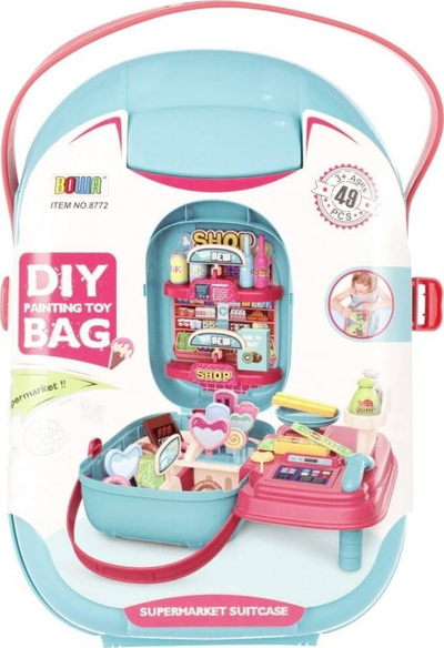 Set loje supermarket Mega Creative SUPERMARK AKC, me valixhe, për fëmijë 3+, shumëngjyrësh