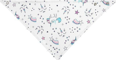 Shall bib për kalamaj Akuku Unicorn Scarf, pambuk 100%, me kapëse, i bardhë me njëbrirësh