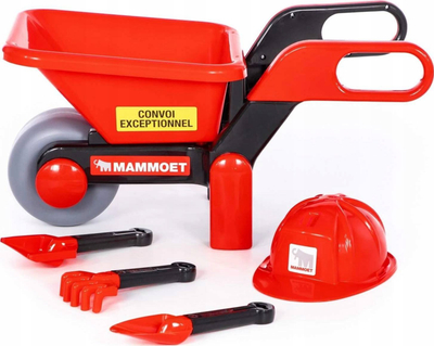 Set lodre karrocë pune Polesie Mammoet 95916, me aksesore, plastike, e kuqe