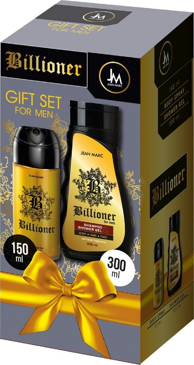 Set dhuratë për meshkuj Jean Marc Billioner, deodorant sprej 150 ml, xhel dushi 300 ml