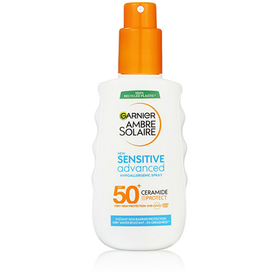 Sprej mbrojtës për lëkurë të ndjeshme Garnier SPF 50+ Sensitive Advanced, 150 ml