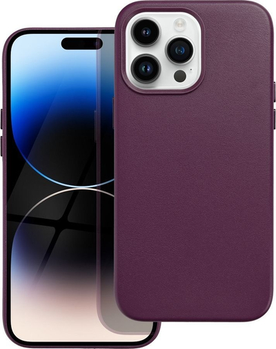 Futrollë lëkure MagSafe për iPhone 14 Pro Max, e hollë mbrojtëse, vjollcë e errët