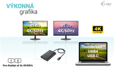 Konvertues i-tec USB-C Dual 4K/60Hz (single 8K/30Hz) DP Video Adapter