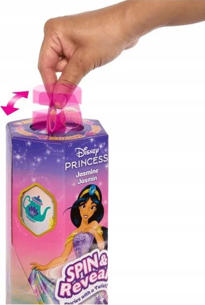Kukull Disney Princess Jasmine Spin and Reveal, me aksesore, me ngjyra nga te gjitha