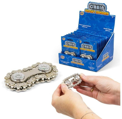 Lodër antistresi Chain Fidget Spinner, metal, dizajn zinxhiri biçiklete, shumëngjyrëshe