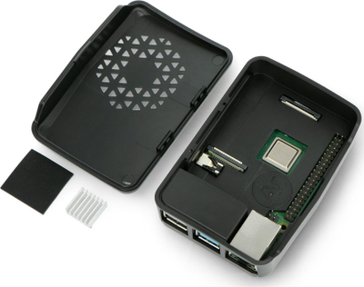 Kuti Argon Poly për Raspberry Pi 4 Model B, plastike, e zezë