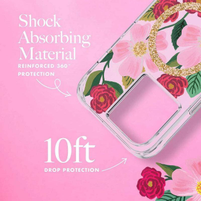 Mbrojtëse telefoni Rifle Paper Co MagSafe Rose Garden, iPhone 14, transparente, me dekor me ar