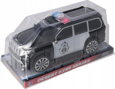 Lodër makinë policie Mega Creative Police Car, me tërheqje mbrapa, 25 cm, bardh e zez