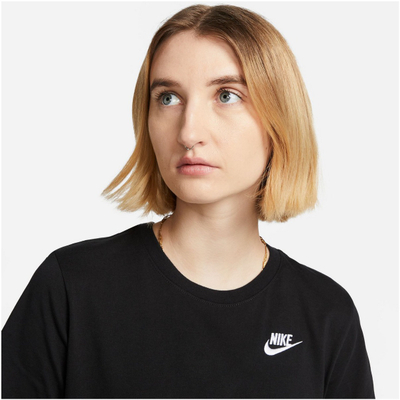 Спортска блуза Nike Sportswear Club за жени, памук, со кратки ракави, црна