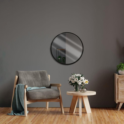 Pasqyrë dekorative rrethore Mirror Round Shape 40 cm, me kornizë të zezë