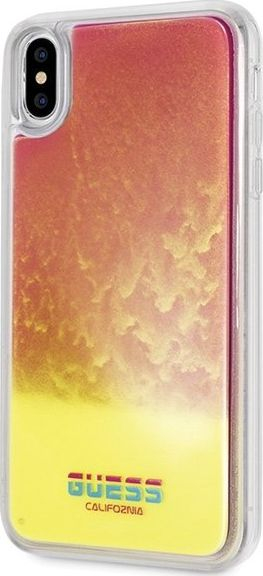 Futrollë Guess Glow in the Dark TPU për iPhone Xs Max, rozë sand me të verdhë