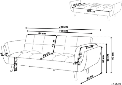 Divan shtrat Beliani Asby Velvet, 3 vende, këmbë druri, jeshil