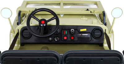 Makina elektrike për kalamaj Baby Active Retro Military Vehicle 4x4, me drita që punojnë, ngjyrë rëre