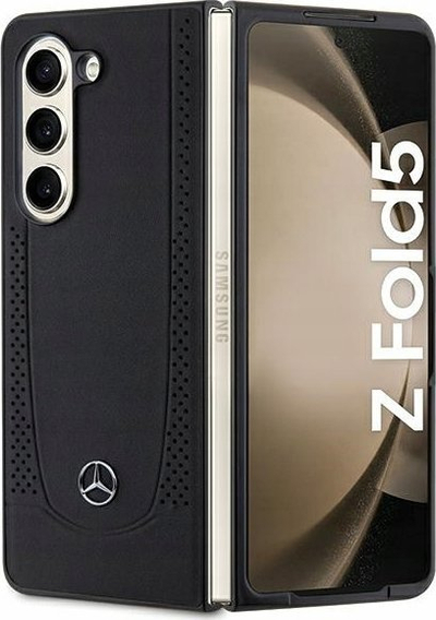Kuti telefoni Mercedes Leather Urban për Samsung Galaxy Z Fold5, lëkurë eco, mbrojtëse, e zezë