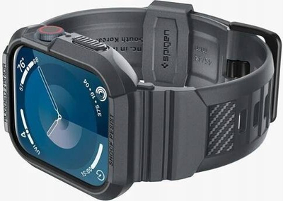 Kornizë me rrip Spigen Rugged Armor Pro për Apple Watch 44mm 45mm, seri 4 gjer në 9, gri e errët