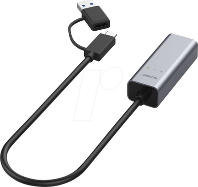 Përshtatës rrjeti Allnet USB 3.0 Type C dhe A, 2.5 Gbit/s, RJ45, gri
