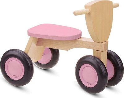 Biçikletë shtytëse druri New Classic Toys Road Star, 4 rrota, mosha 1-4 vjeç, rozë