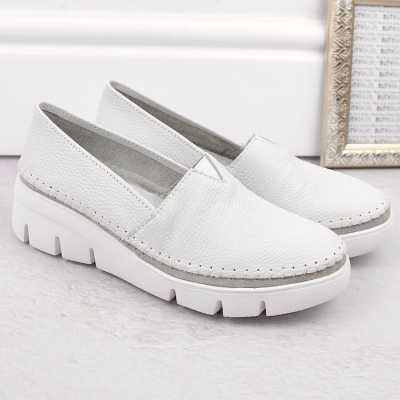 Женски чевли Filippo DP6161/24 WH, кожа, платформа wedge, бели