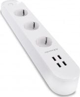 Prizë zgjatuese inteligjente AZzardo Z, 3x AC, 4x USB, Wi-Fi, e bardhë