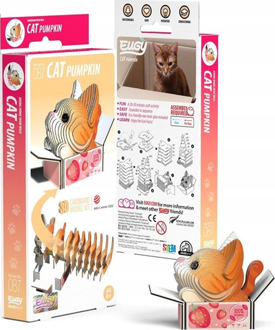 Puzzle 3D Eugy Cat Pumpkin, 27 copa, ekologjik, shumëngjyrësh