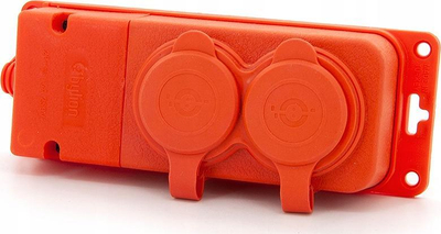Prizë dyshe gome Rubber, IP44, montim në kabllo, portokalli