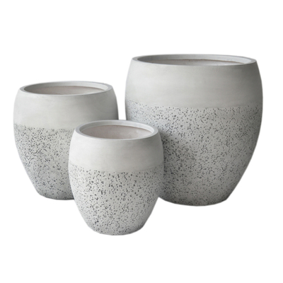 Set vazo lulesh Gardener HM4718, 3 copë, fiberclay, e bardhë
